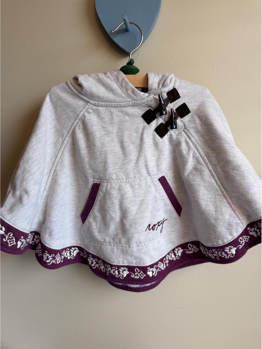 Roxy Girl Grey Cotton Toggle Hooded Poncho 24M